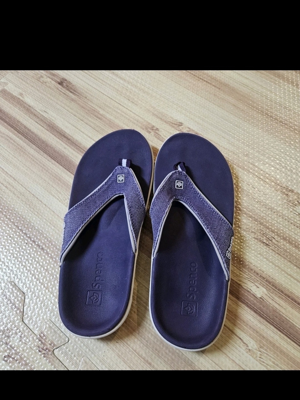 Spenco Yumi Women's Orthotic Flip Flops Purple Canvas Sandals Size 7 W7 Comfort